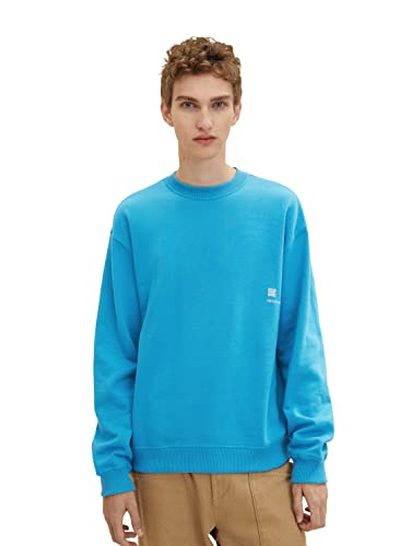 TOM TAILOR Denim Herren Sweatshirt mit Print 1034099, 30095 - Sublime Teal Blue, S von TOM TAILOR Denim