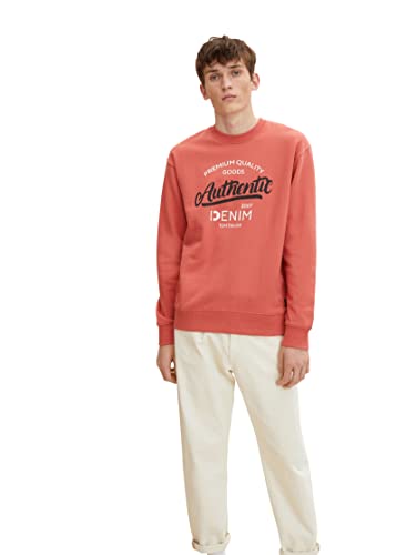 TOM TAILOR Denim Herren Sweatshirt mit Print 1034719, 10418 - Smoky Red, S von TOM TAILOR Denim