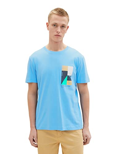 TOM TAILOR Denim Herren T-Shirt 1035582, 18395 - Rainy Sky Blue, XS von TOM TAILOR Denim