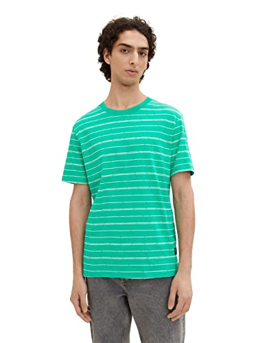 TOM TAILOR Denim Herren T-Shirt 1035594, 31374 - Green Broken Yd Stripe, L von TOM TAILOR Denim