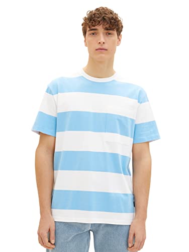 TOM TAILOR Denim Herren T-Shirt 1035597, 31362 - Blue Large Stripe, L von TOM TAILOR Denim