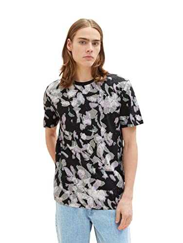 TOM TAILOR Denim Herren T-Shirt 1035607, 31336 - Dark Abstract Flower Print, M von TOM TAILOR Denim