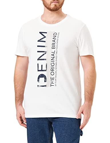 TOM TAILOR Denim Herren T-Shirt Print 1034728, 20000 - White, S von TOM TAILOR Denim