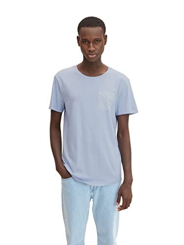 TOM TAILOR Denim Herren T-Shirt mit Backprint 1033025, 11486 - Brunnera Blue, M von TOM TAILOR Denim
