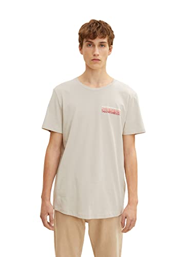 TOM TAILOR Denim Herren T-Shirt mit Backprint 1033025, 11754 - Light Dove Grey, M von TOM TAILOR Denim