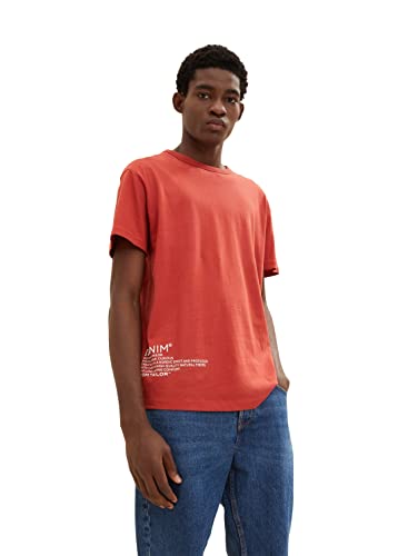 TOM TAILOR Denim Herren T-Shirt mit Backprint 1033995, 10939 - Burned Red Slate, L von TOM TAILOR Denim