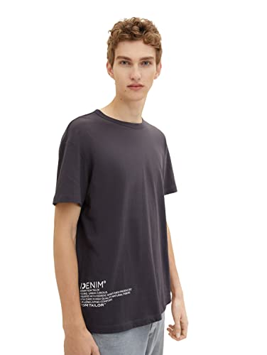 TOM TAILOR Denim Herren T-Shirt mit Backprint 1033995, 29476 - Coal Grey, XS von TOM TAILOR Denim