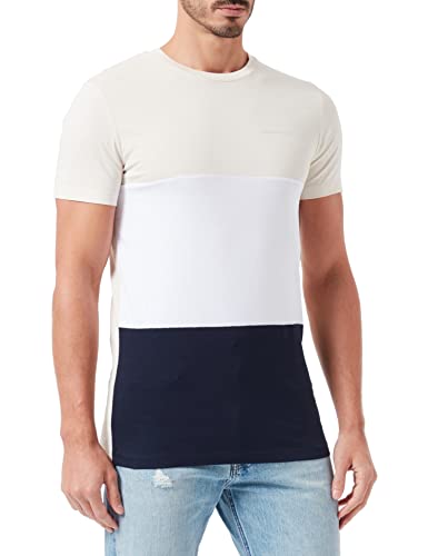 TOM TAILOR Denim Herren T-Shirt mit Colorblock 1031137, 13808 - Creme, S von TOM TAILOR Denim