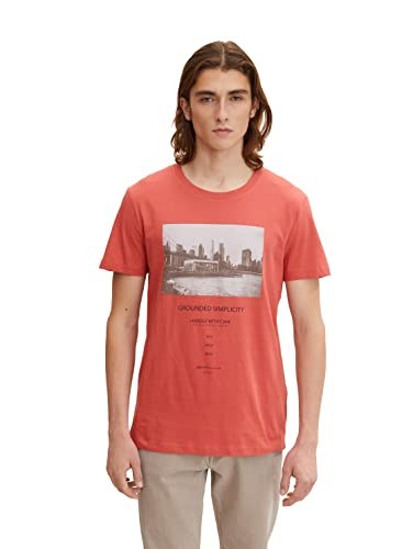 TOM TAILOR Denim Herren T-Shirt mit Fotoprint 1033026, 10418 - Smoky Red, L von TOM TAILOR Denim