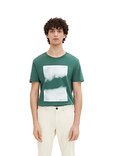 TOM TAILOR Denim Herren T-Shirt mit Fotoprint 1033921, 30024 - Explorer Green, M von TOM TAILOR Denim