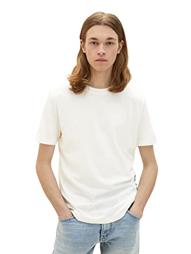 TOM TAILOR Denim Herren T-Shirt mit Logo-Print 1036963, 12906 - Wool White, M von TOM TAILOR Denim