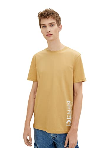 TOM TAILOR Denim Herren T-Shirt mit Logo-Print 1036963, 31041 - brown rice, M von TOM TAILOR Denim