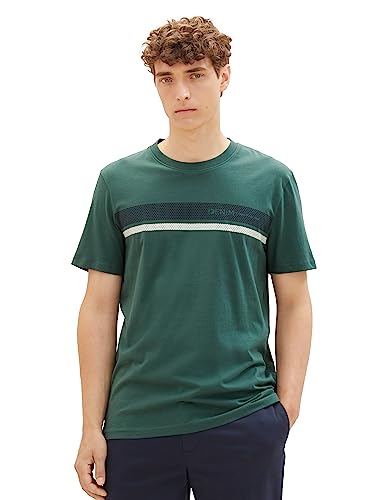 TOM TAILOR Denim Herren T-Shirt mit Logo-Print 1036965, 30024 - explorer green, S von TOM TAILOR Denim