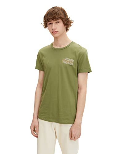 TOM TAILOR Denim Herren T-Shirt mit Print 1031131, 11209 - Felt Green, S von TOM TAILOR Denim