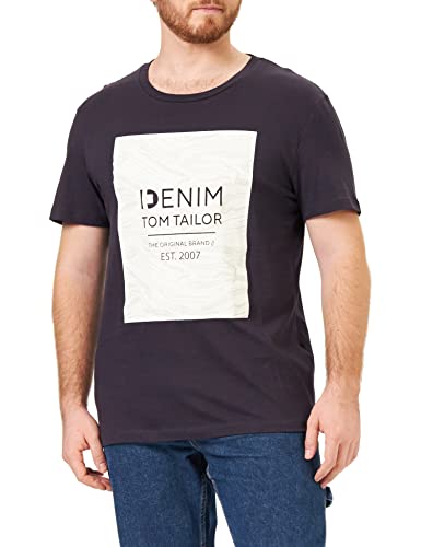 TOM TAILOR Denim Herren T-Shirt mit Print 1033036, 29476 - Coal Grey, L von TOM TAILOR Denim