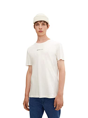 TOM TAILOR Denim Herren T-Shirt mit Print 1033038, 10338 - Soft Light Beige, M von TOM TAILOR Denim