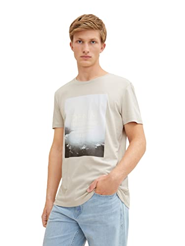 TOM TAILOR Denim Herren T-Shirt mit Print 1033038, 11754 - Light Dove Grey, M von TOM TAILOR Denim