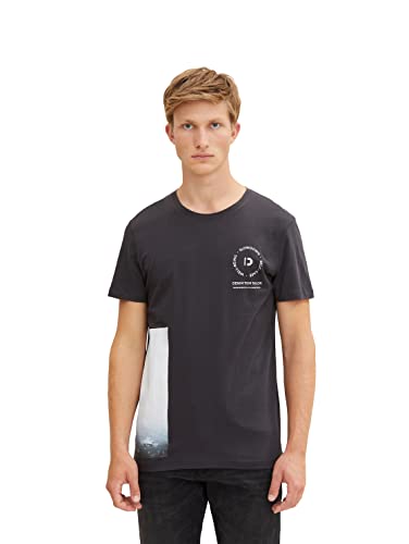 TOM TAILOR Denim Herren T-Shirt mit Print 1033038, 29476 - Coal Grey, M von TOM TAILOR Denim