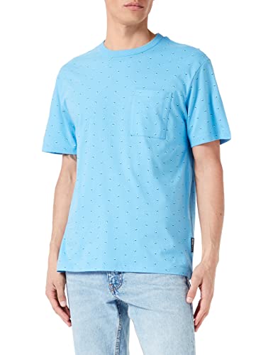 TOM TAILOR Denim Herren T-Shirt mit Pünktchen-Muster 1035845, 31350 - blue small shapes print, M von TOM TAILOR Denim