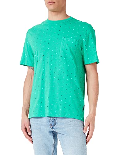 TOM TAILOR Denim Herren T-Shirt mit Pünktchen-Muster 1035845, 31581 - green small shapes print, L von TOM TAILOR Denim