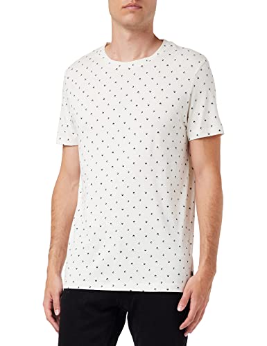 TOM TAILOR Denim Herren T-Shirt mit Punkten 1033040, 30599 - Creme Blue Mini Boxes Print, L von TOM TAILOR Denim