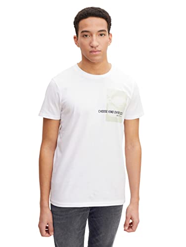 TOM TAILOR Denim Herren T-Shirt mit Rückenprint 1029961, 20000 - White, S von TOM TAILOR Denim