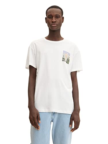 TOM TAILOR Denim Herren T-Shirt mit Rückenprint 1031170, 20000 - White, XS von TOM TAILOR Denim