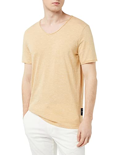 TOM TAILOR Denim Herren T-Shirt mit V-Ausschnitt 1035849, 31354 - brown white fine yd stripe, XL von TOM TAILOR Denim