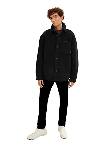 TOM TAILOR Denim Herren Teddy Hemd-Jacke 1033882, 29999 - Black, L von TOM TAILOR Denim