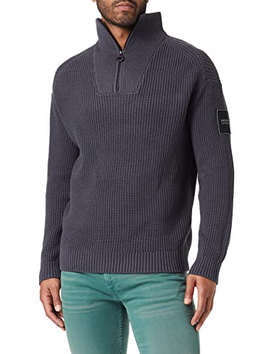 TOM TAILOR Denim Herren Troyer Strickpullover 1033754, 29476 - Coal Grey, M von TOM TAILOR Denim