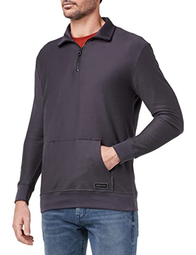 TOM TAILOR Denim Herren Troyer Sweater 1034005, 29476 - Coal Grey, L von TOM TAILOR Denim