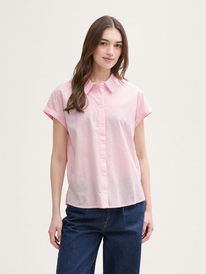 TOM TAILOR Denim Kurzarmbluse Loose Fit Bluse mit Streifenmuster von TOM TAILOR Denim