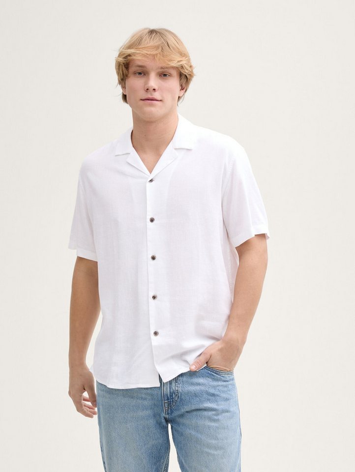 TOM TAILOR Denim Kurzarmhemd Relaxed Fit Kurzarmhemd mit Leinenanteil Relaxed Fit Kurzarmhemd mit Leinenanteil von TOM TAILOR Denim