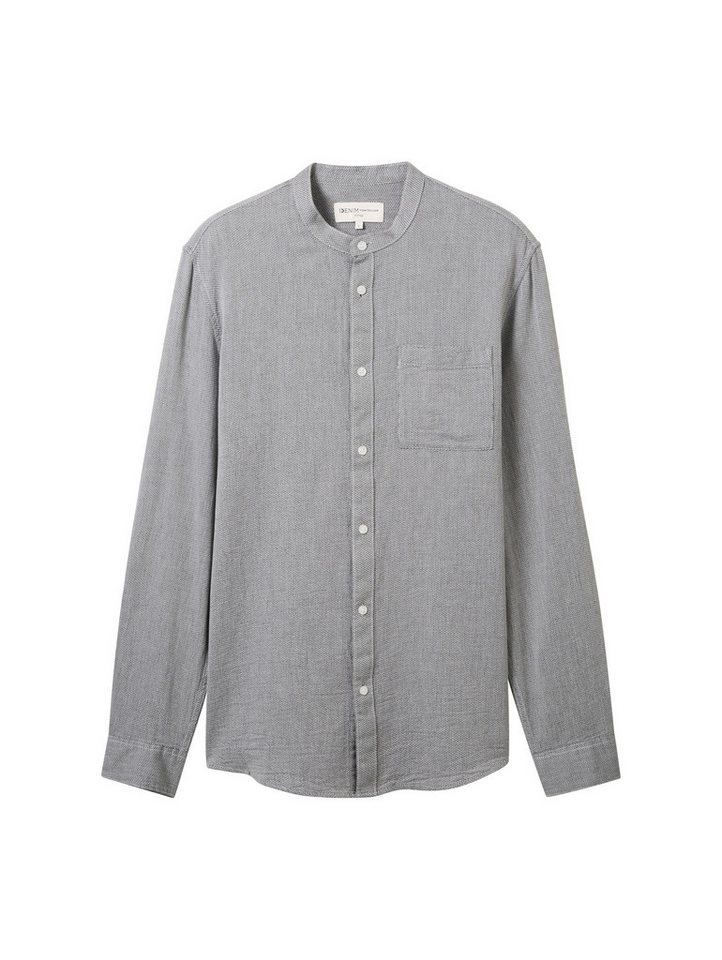 TOM TAILOR Denim Langarmhemd Hemd mit Stehkragen und Turn-Up-Option - Gerade von TOM TAILOR Denim