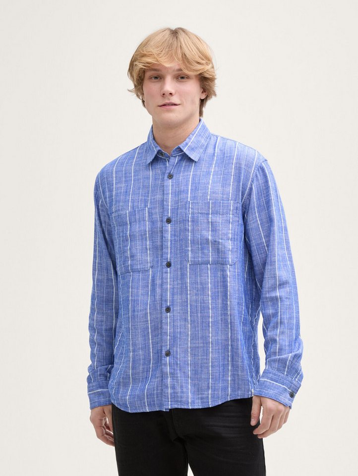 TOM TAILOR Denim Langarmhemd Relaxed Fit Hemd mit Leinenanteil Relaxed Fit Hemd mit Leinenanteil von TOM TAILOR Denim
