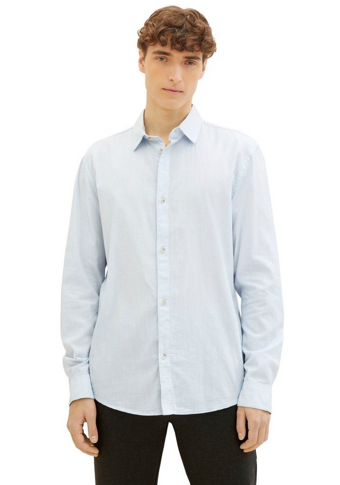 TOM TAILOR Denim Langarmhemd mit Knopfleiste und Struktur-Optik von TOM TAILOR Denim