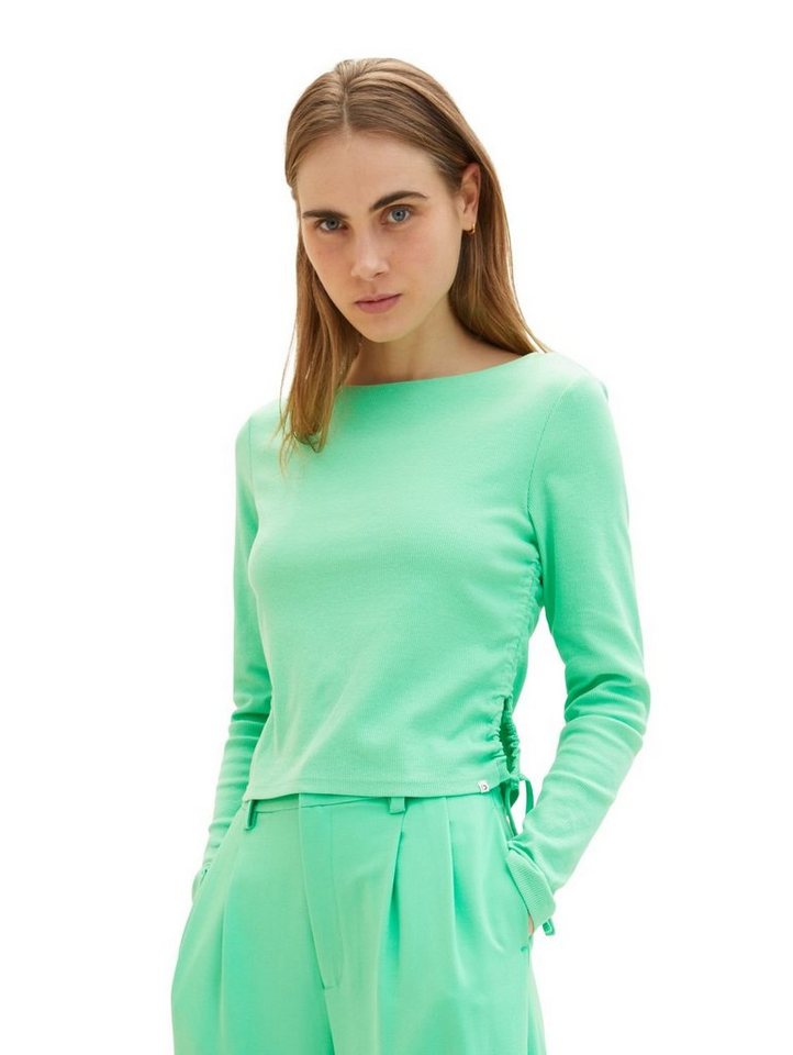 TOM TAILOR Denim Langarmshirt RIB ROUCHING (1-tlg) mit Stretch von TOM TAILOR Denim