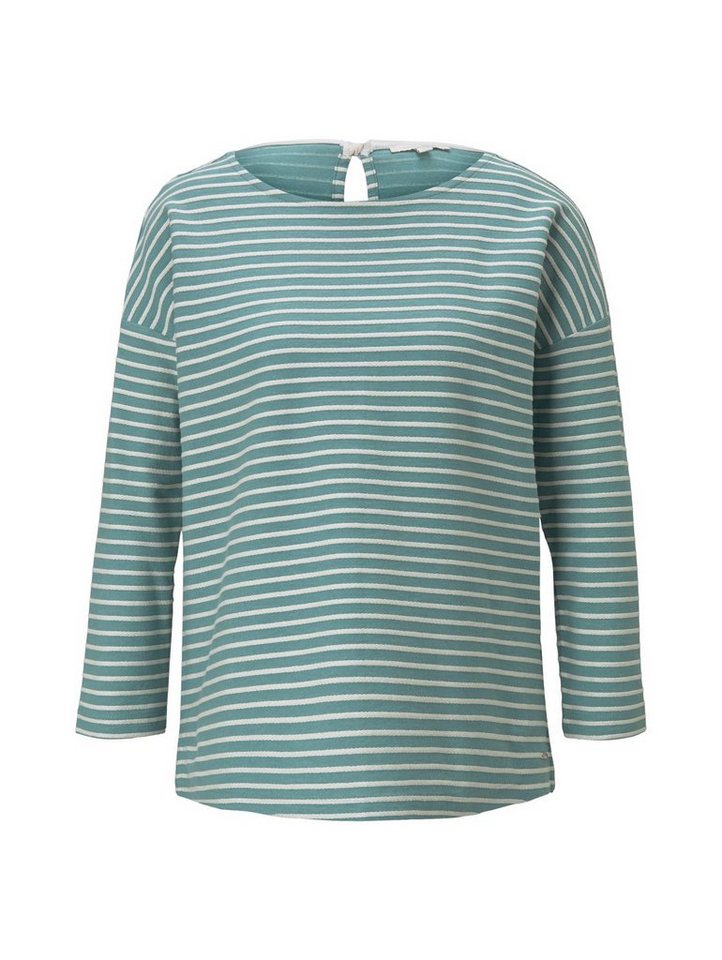 TOM TAILOR Denim Langarmshirt STRUCTURE STRIPED (1-tlg) mit U-Boot Ausschnitt von TOM TAILOR Denim