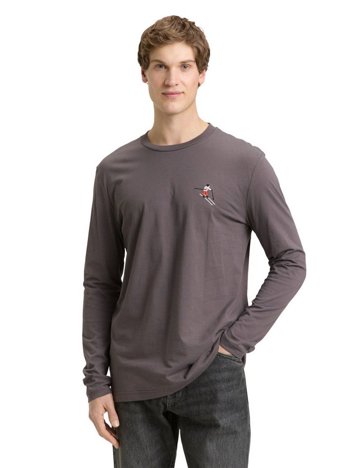 TOM TAILOR Denim Langarmshirt mit Logo-Stickerei auf der Brust von TOM TAILOR Denim