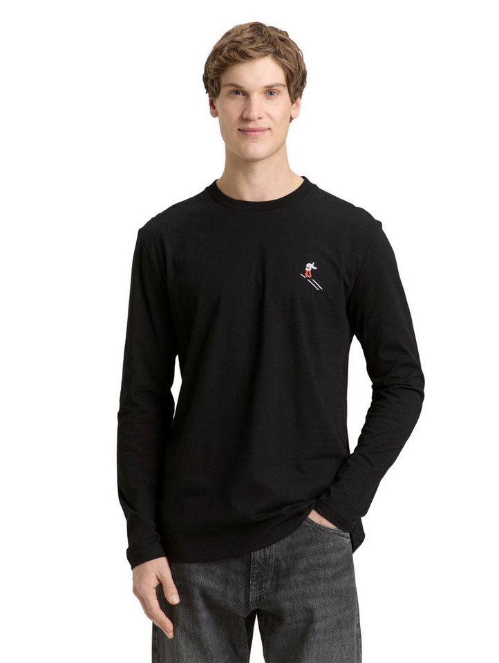 TOM TAILOR Denim Langarmshirt mit Logo-Stickerei auf der Brust von TOM TAILOR Denim