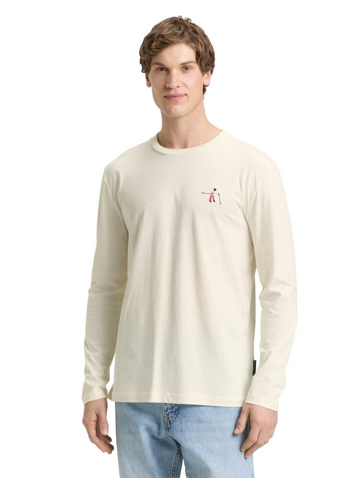 TOM TAILOR Denim Langarmshirt mit Logo-Stickerei auf der Brust von TOM TAILOR Denim