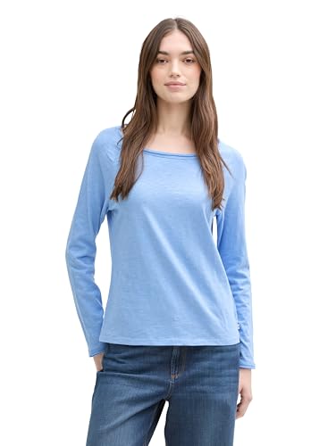 TOM TAILOR Denim Langarmshirt mit U-Boot Ausschnitt, Sky Captain Blue, XS von TOM TAILOR Denim