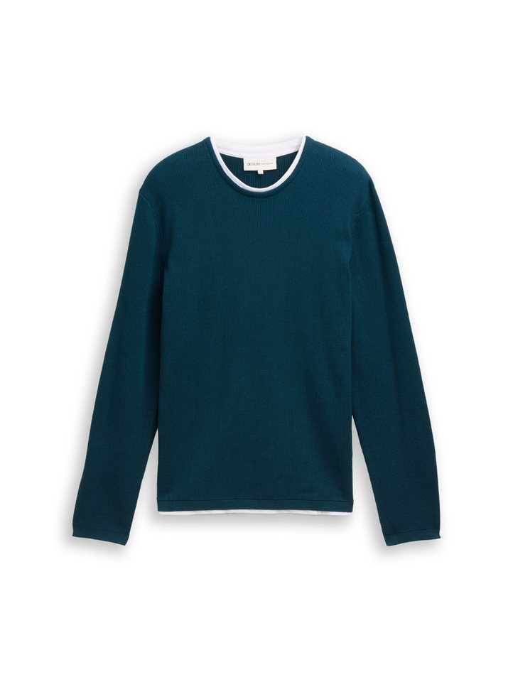 TOM TAILOR Denim Longpullover structured double layer crew n von TOM TAILOR Denim
