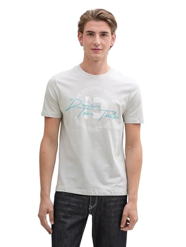 TOM TAILOR Denim Oversized T-Shirt mit Print, Gardenia White, XS von TOM TAILOR Denim