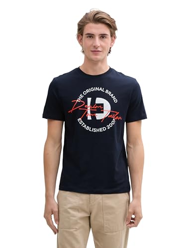 TOM TAILOR Denim Oversized T-Shirt mit Print, Soft Charming Blue, S von TOM TAILOR Denim