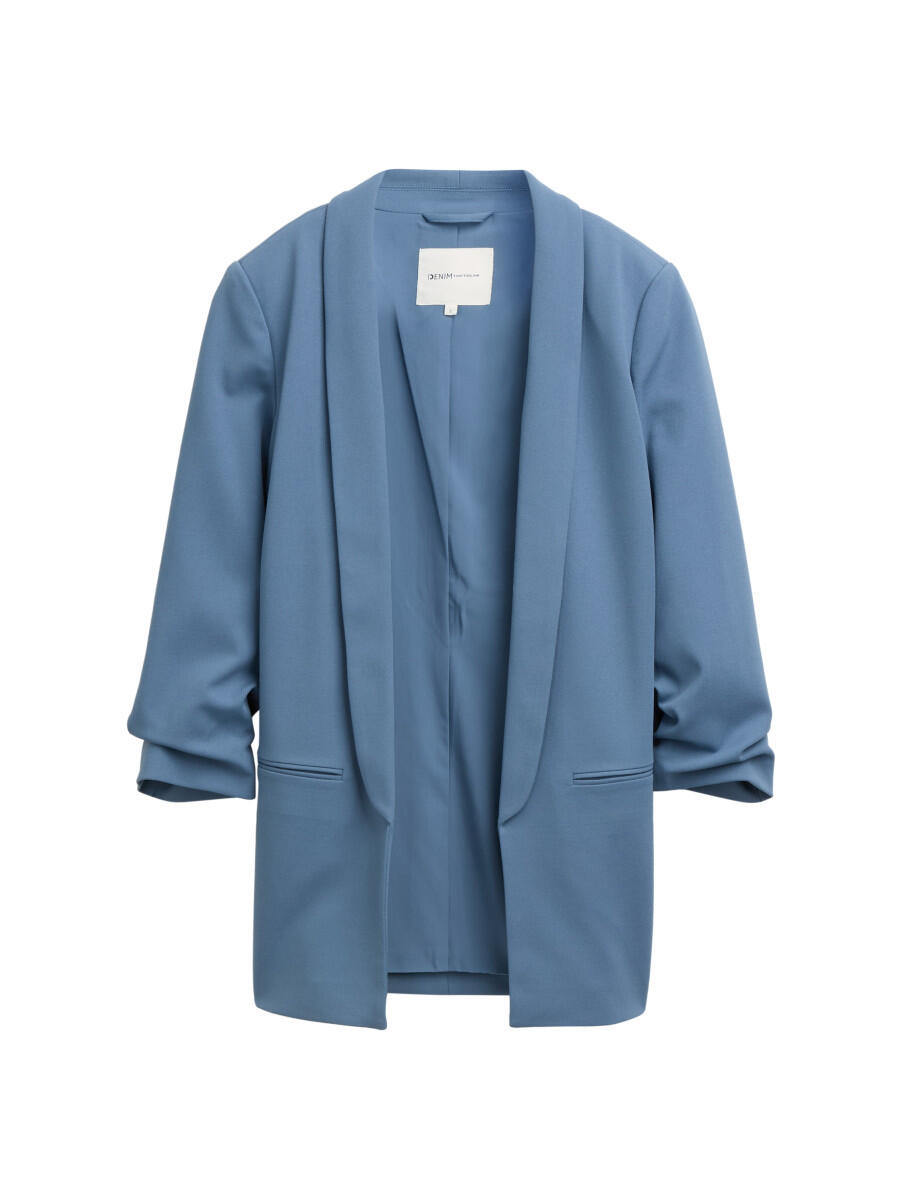 TOM TAILOR Denim - Regular Fit Blazer in Crêpe-Optik blau - Gr. - S von TOM TAILOR Denim
