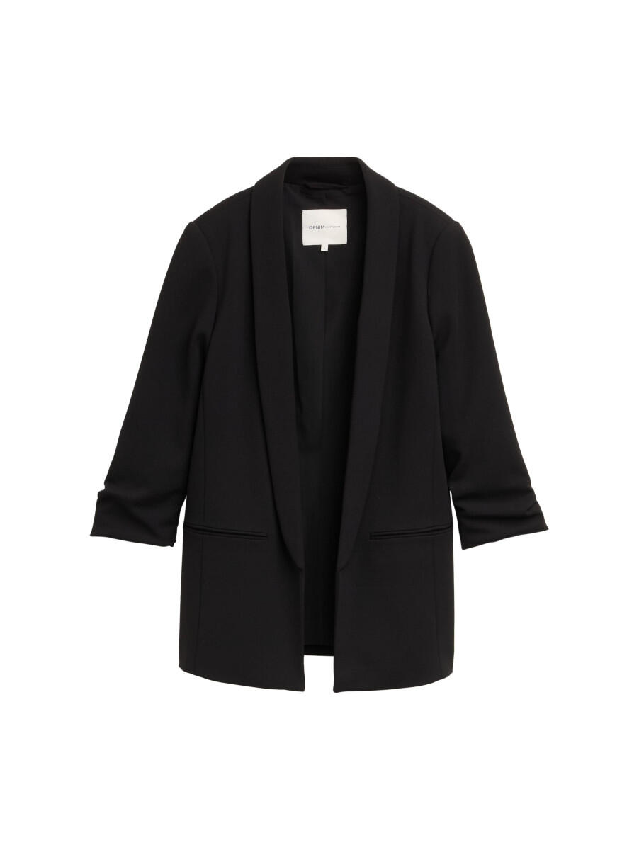 TOM TAILOR Denim - Regular Fit Blazer in Crêpe-Optik schwarz - Gr. - M von TOM TAILOR Denim