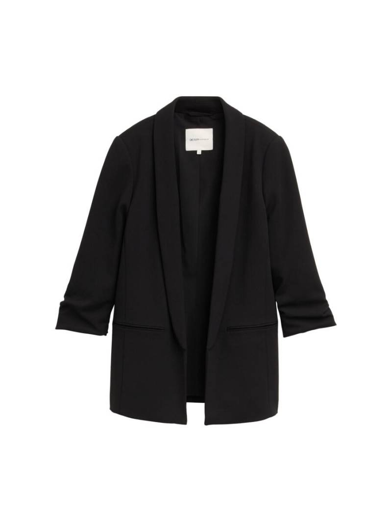 TOM TAILOR Denim - Regular Fit Blazer in Crêpe-Optik schwarz - Gr. - M von TOM TAILOR Denim