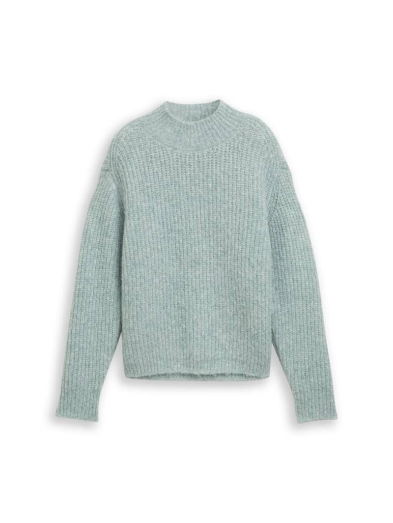 TOM TAILOR Denim - Relaxed Fit Strickpullover mit Stehkragen blau - Gr. - S von TOM TAILOR Denim