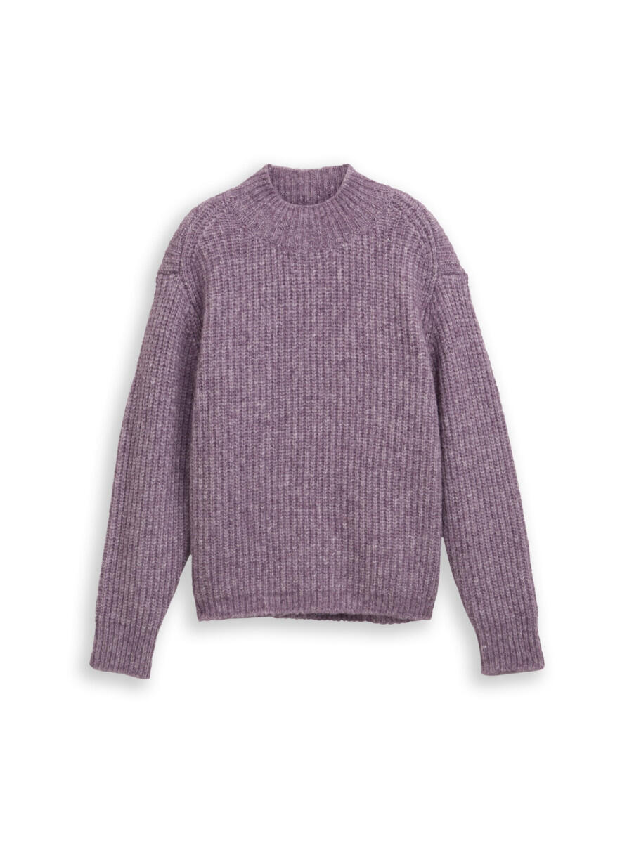 TOM TAILOR Denim - Relaxed Fit Strickpullover mit Stehkragen violet - Gr. - M von TOM TAILOR Denim